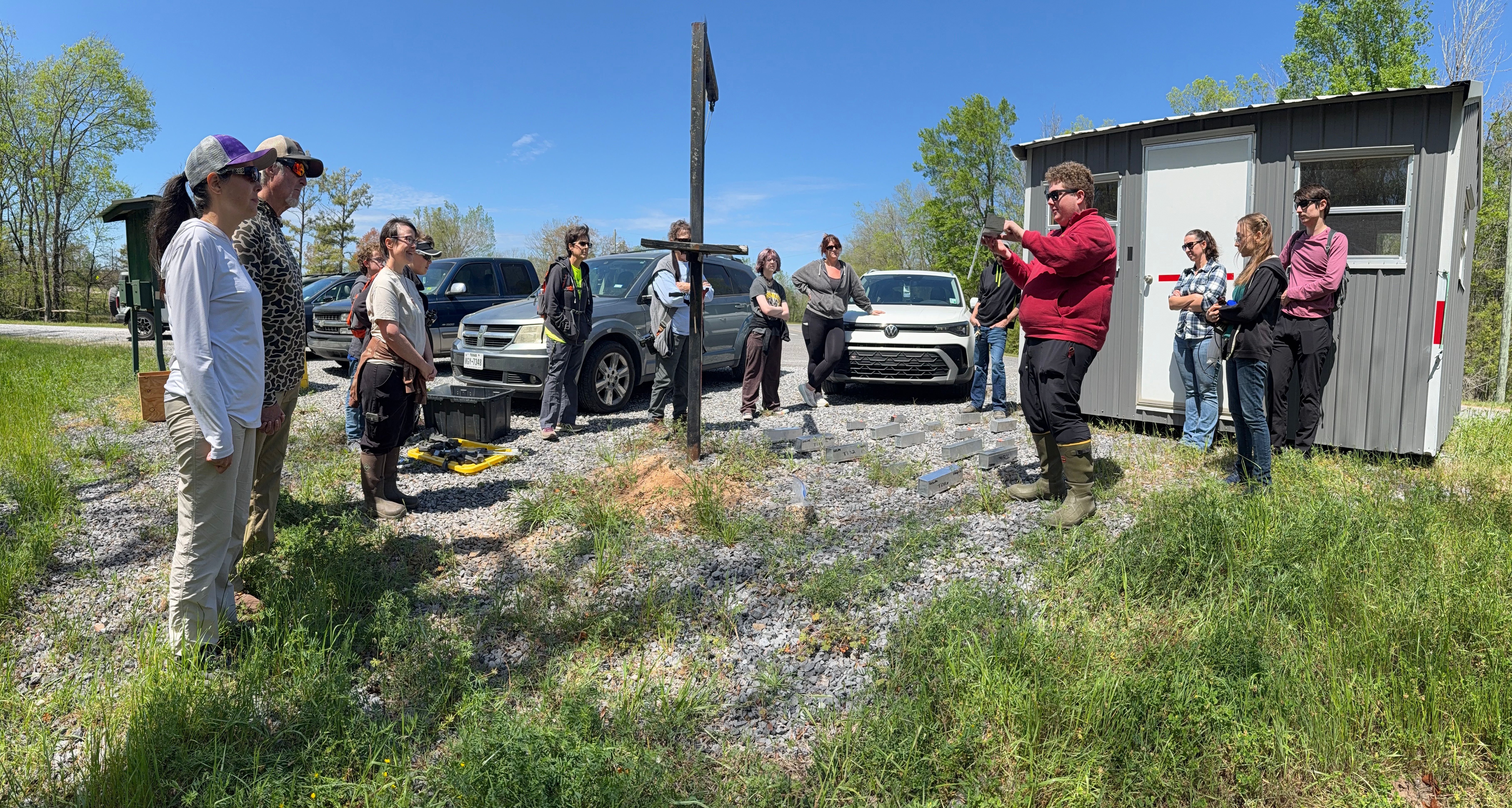 Workshop attendees gathered at the Russell Sage WMA Weigh-station