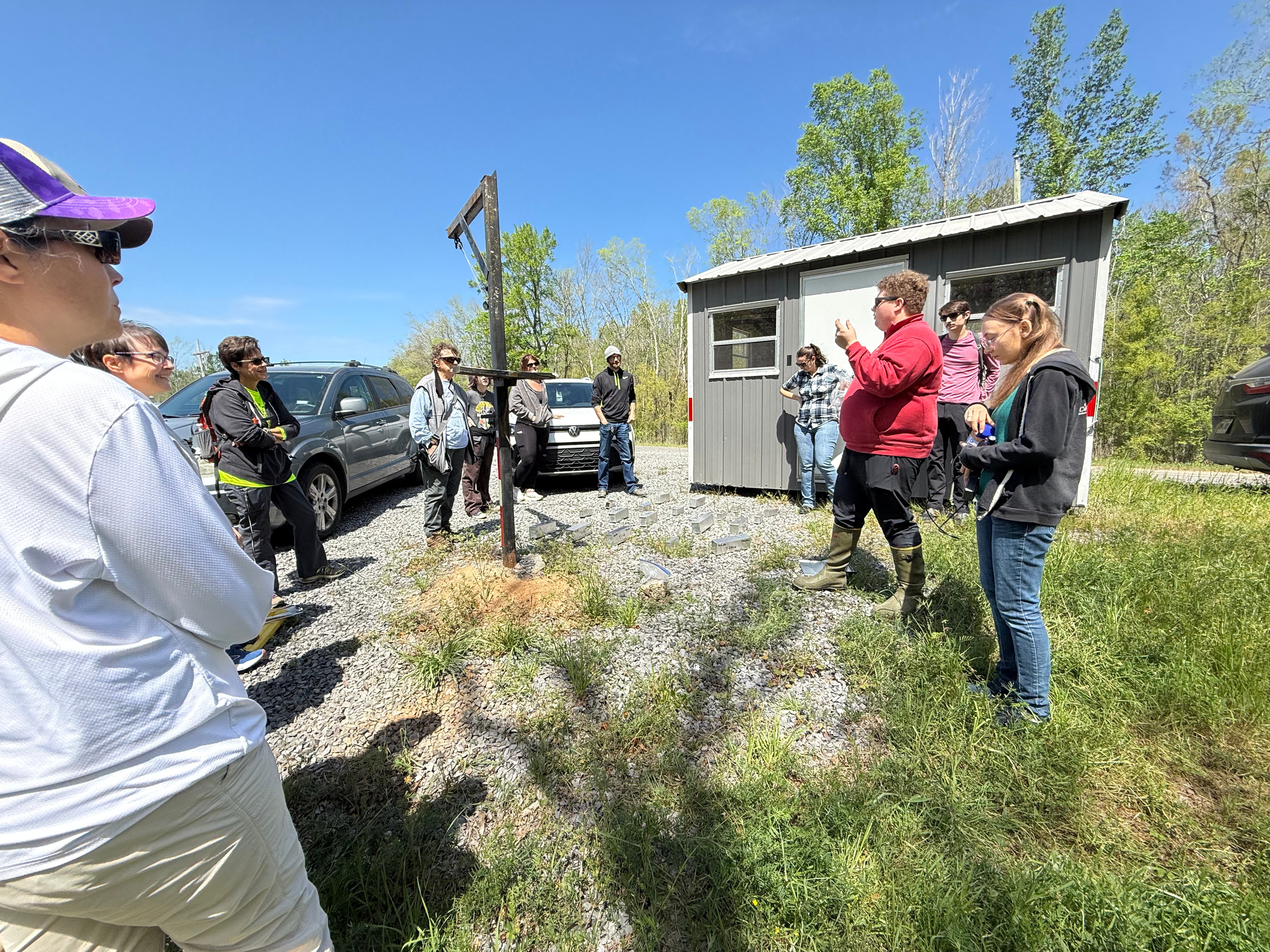 Workshop attendees gathered at the Russell Sage WMA Weigh-station